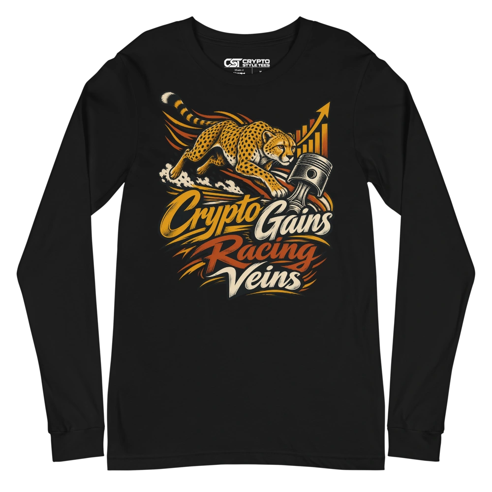 Crypto Gains Racing Veins Long Sleeve T-shirt in Black
