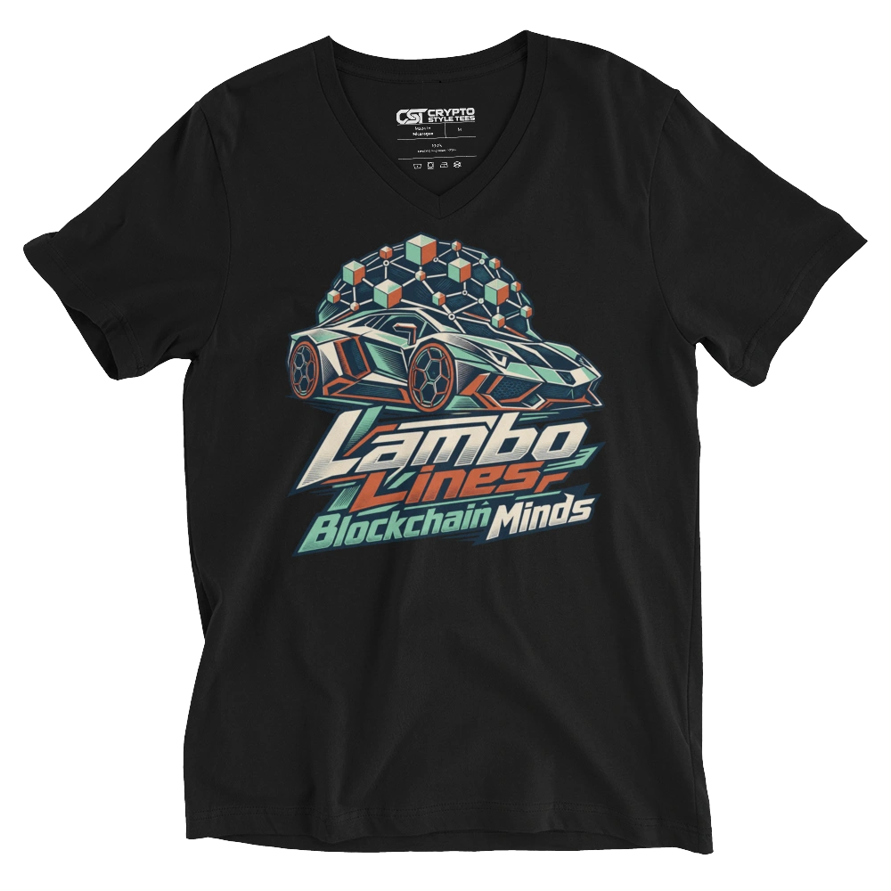 Lambo Lines Blockchain Minds V-neck T-shirt in Black