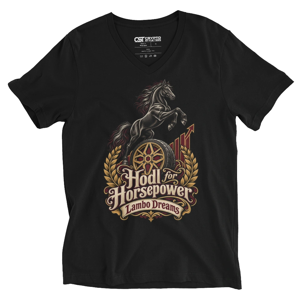 Hodl for Horsepower Lambo Dreams V-neck T-shirt in Black