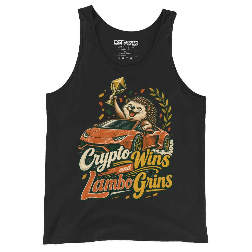 Crypto Wins and Lambo Grins Tank Top in Black
