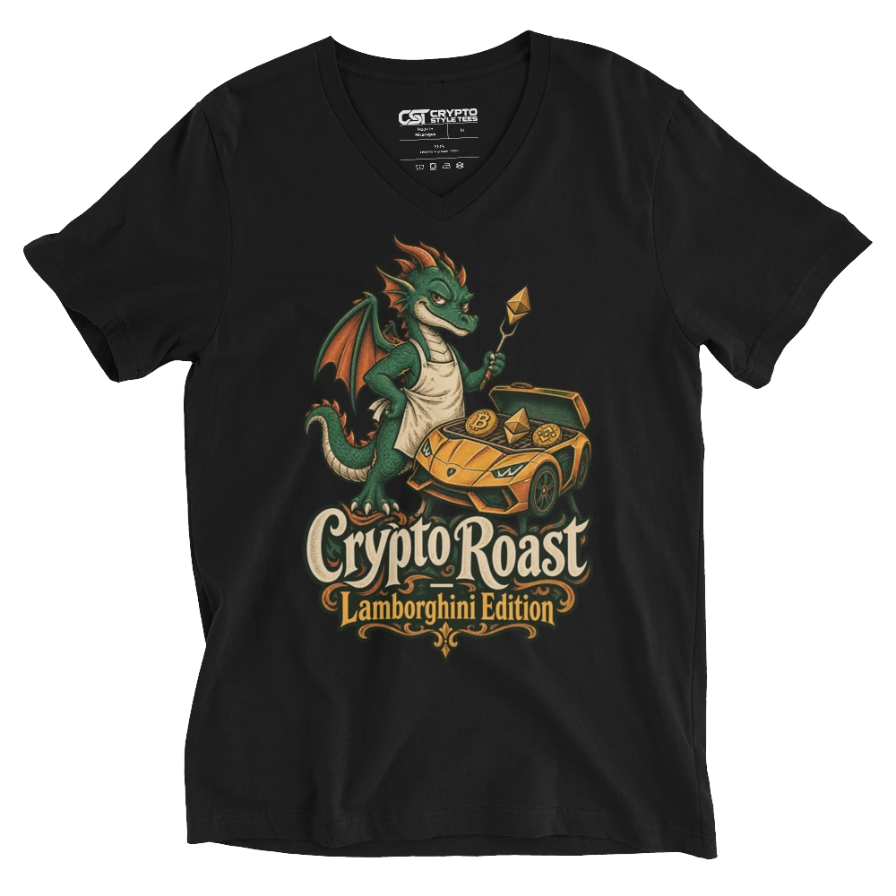 Crypto Roast – Lamborghini Edition V-neck T-shirt in Black