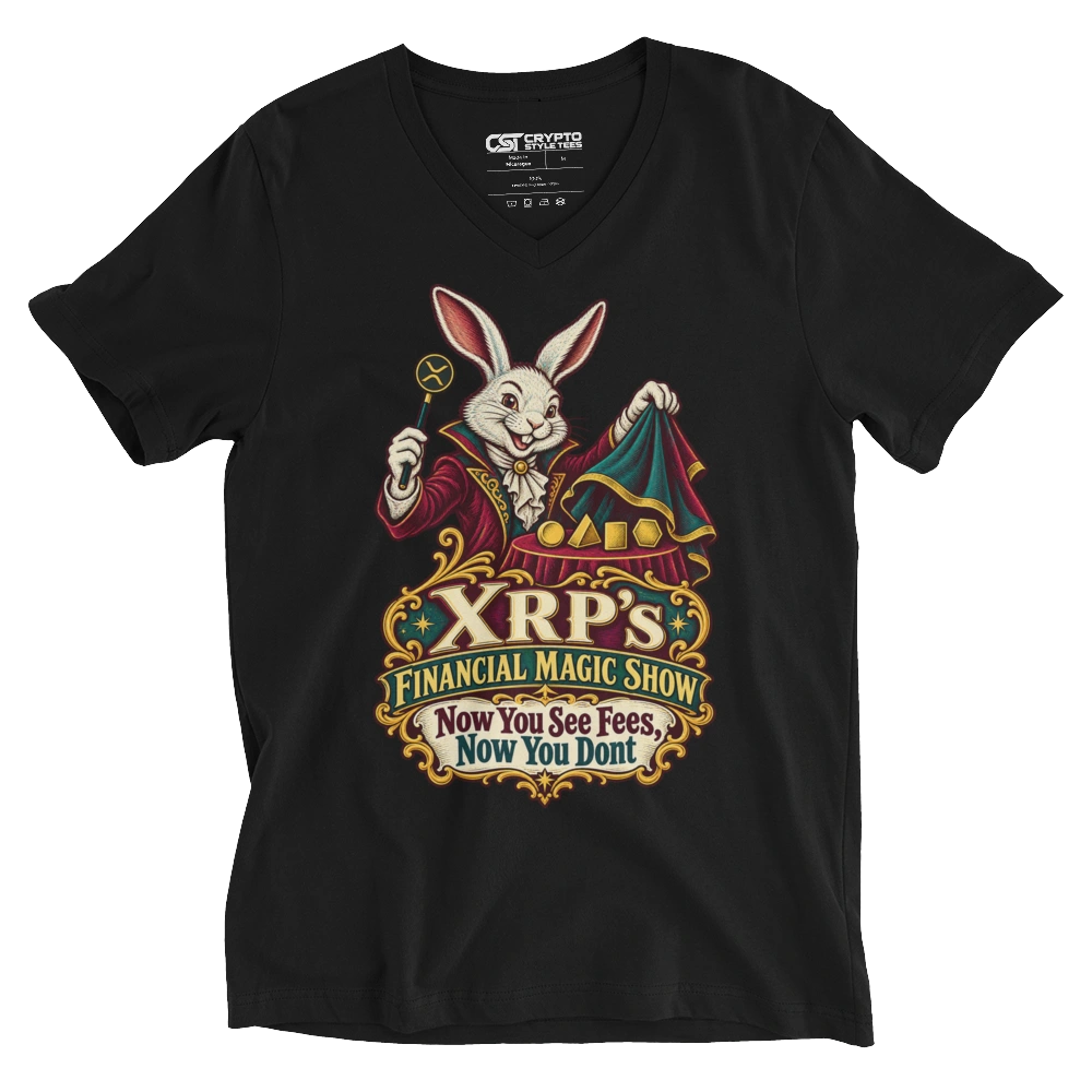 XRP’s Financial Magic Show Now You See Fees, Now You Dont V-neck T-shirt in Black