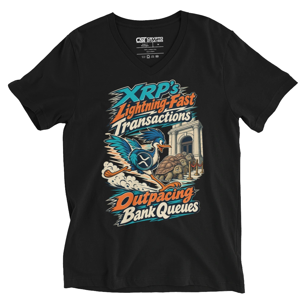 XRP’s Lightning-Fast Transactions Outpacing Bank Queues V-neck T-shirt in Black