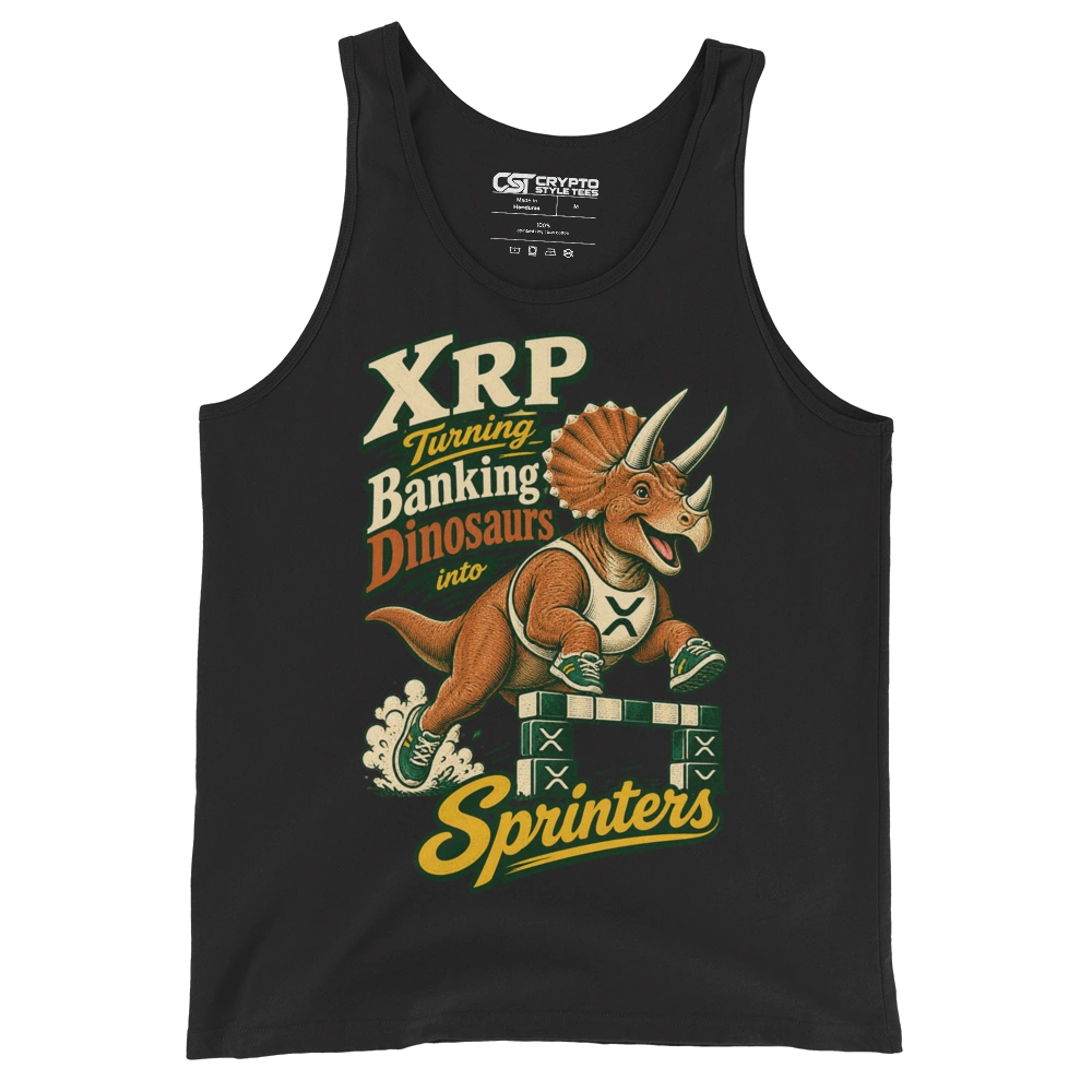 XRP Turning Banking Dinosaurs into Sprinters Tank Top in Black