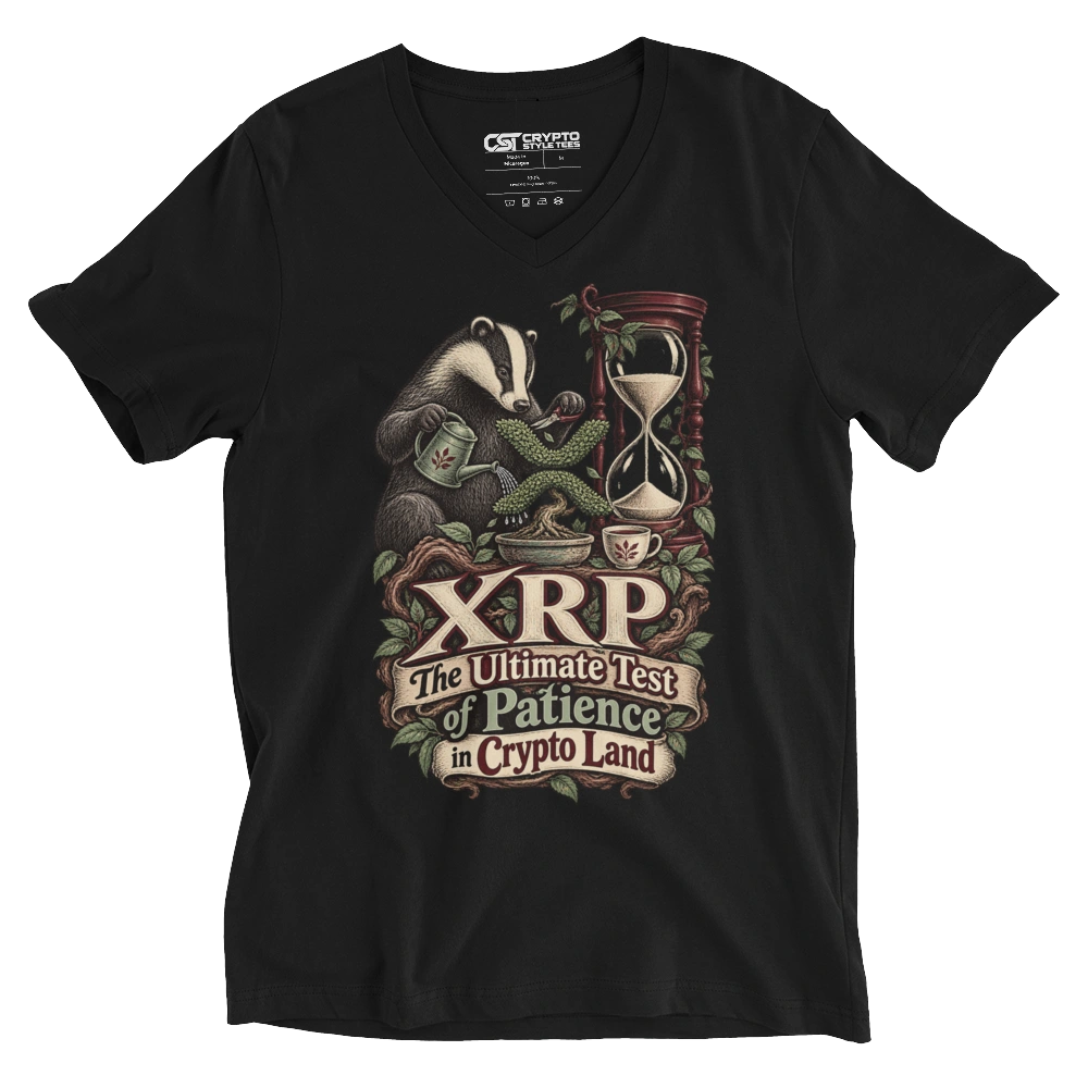 XRP The Ultimate Test of Patience in Crypto Land V-neck T-shirt in Black