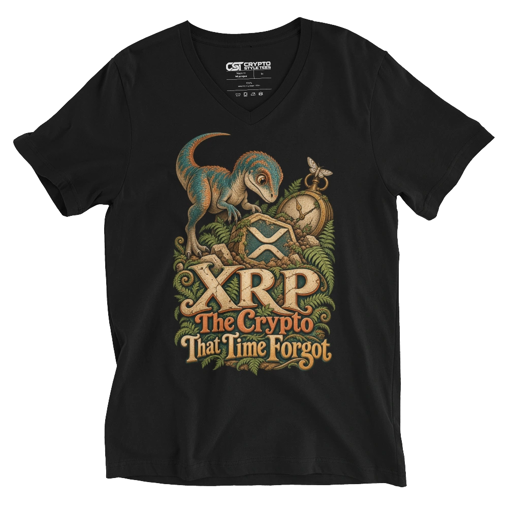 XRP The Crypto That Time Forgot V-neck T-shirt in Black