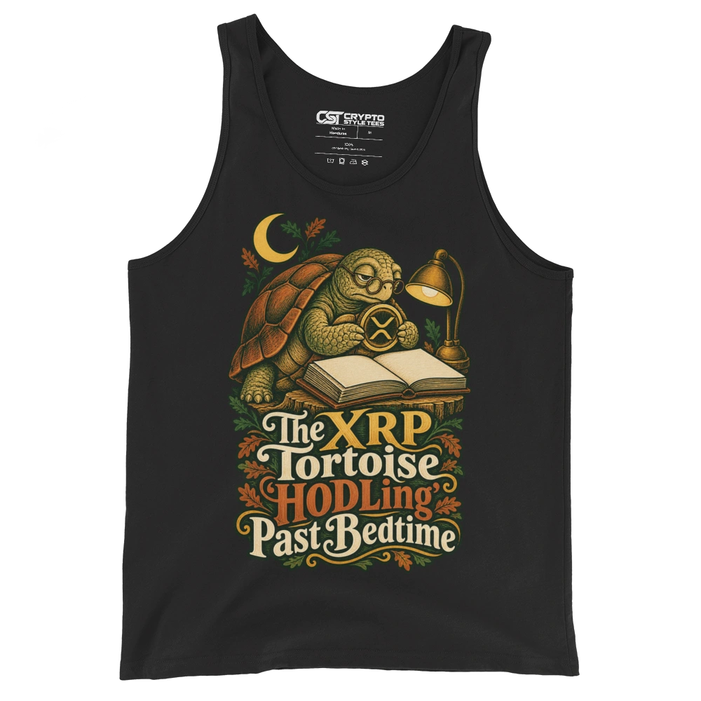 The XRP Tortoise ‘HODLing’ Past Bedtime Tank Top in Black