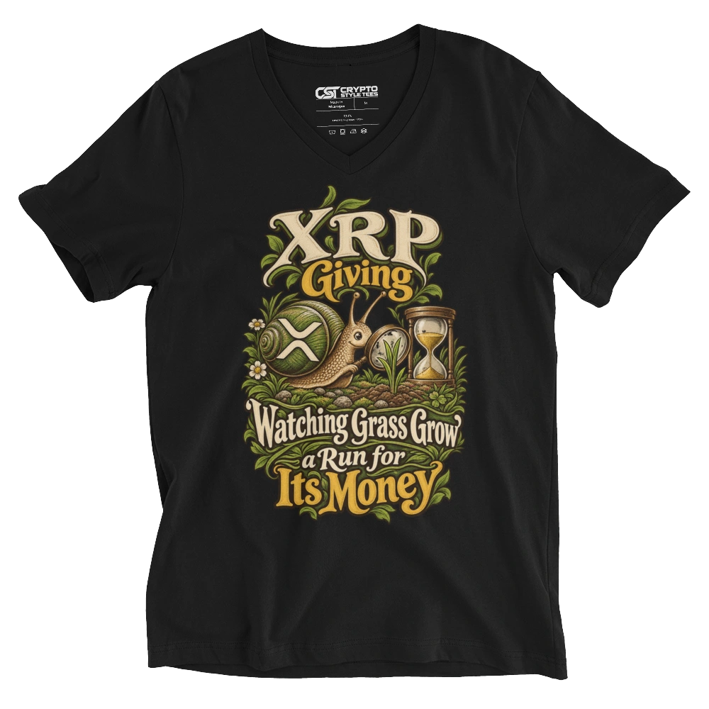 XRP Giving ‘Watching Grass Grow’ a Run for Its Money V-neck T-shirt in Black