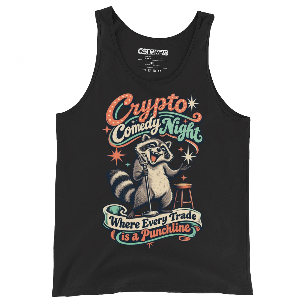 Crypto Comedy Night Where Every Trade is a Punchline Tank Top in Black