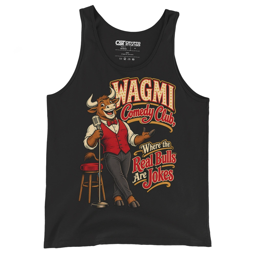 WAGMI Comedy Club, Where the Real Bulls Are Jokes Tank Top in Black