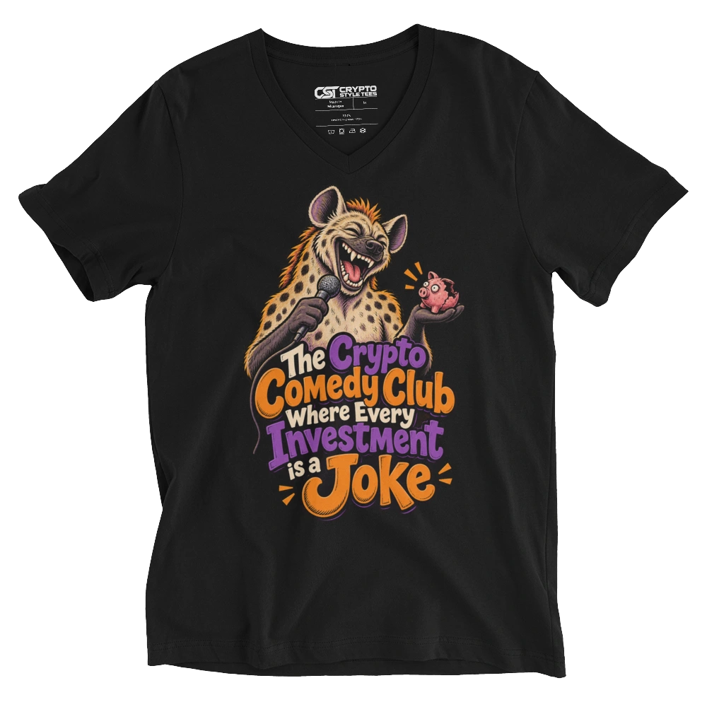 The Crypto Comedy Club Where Every Investment is a Joke V-neck T-shirt