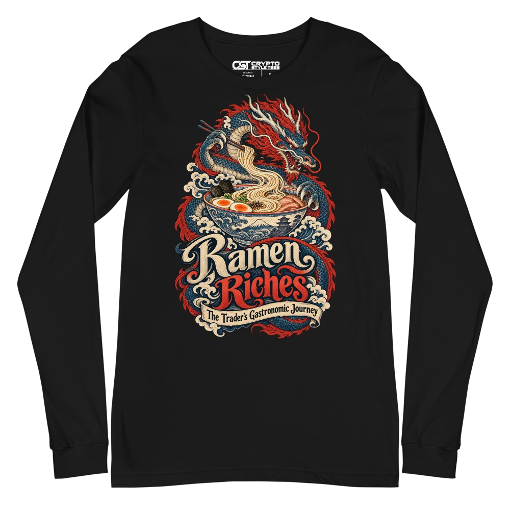 Ramen Riches The Trader’s Gastronomic Journey Long Sleeve T-shirt in Black