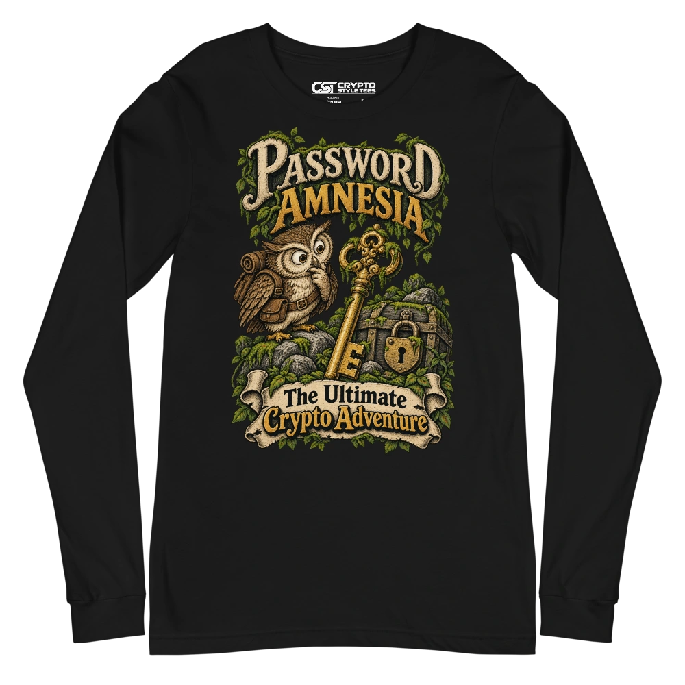 Password Amnesia The Ultimate Crypto Adventure Long Sleeve T-shirt in Black