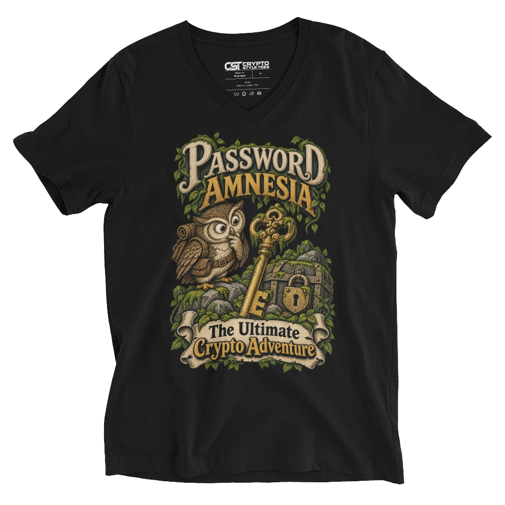 Password Amnesia The Ultimate Crypto Adventure V-neck T-shirt in Black