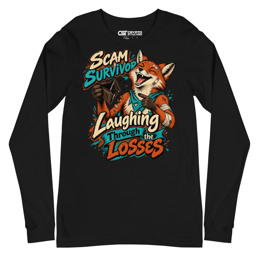 Scam Survivor Laughing Through the Losses Long Sleeve T-shirt in Black