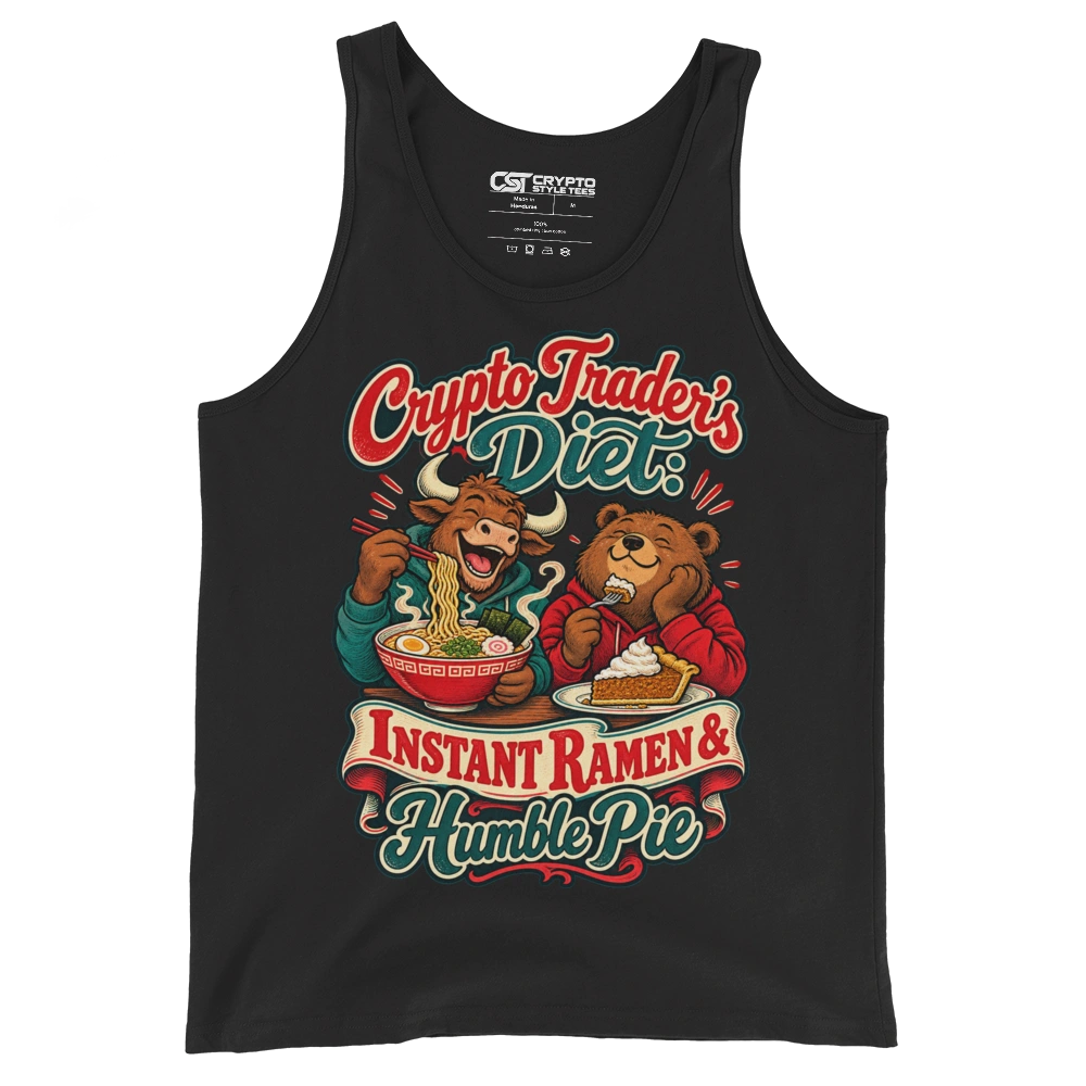 Crypto Trader’s Diet: Instant Ramen & Humble Pie Tank Top in Black