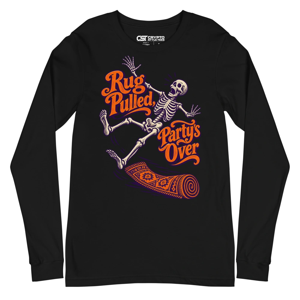 Rug Pulled, Party’s Over Long Sleeve T-shirt in Black