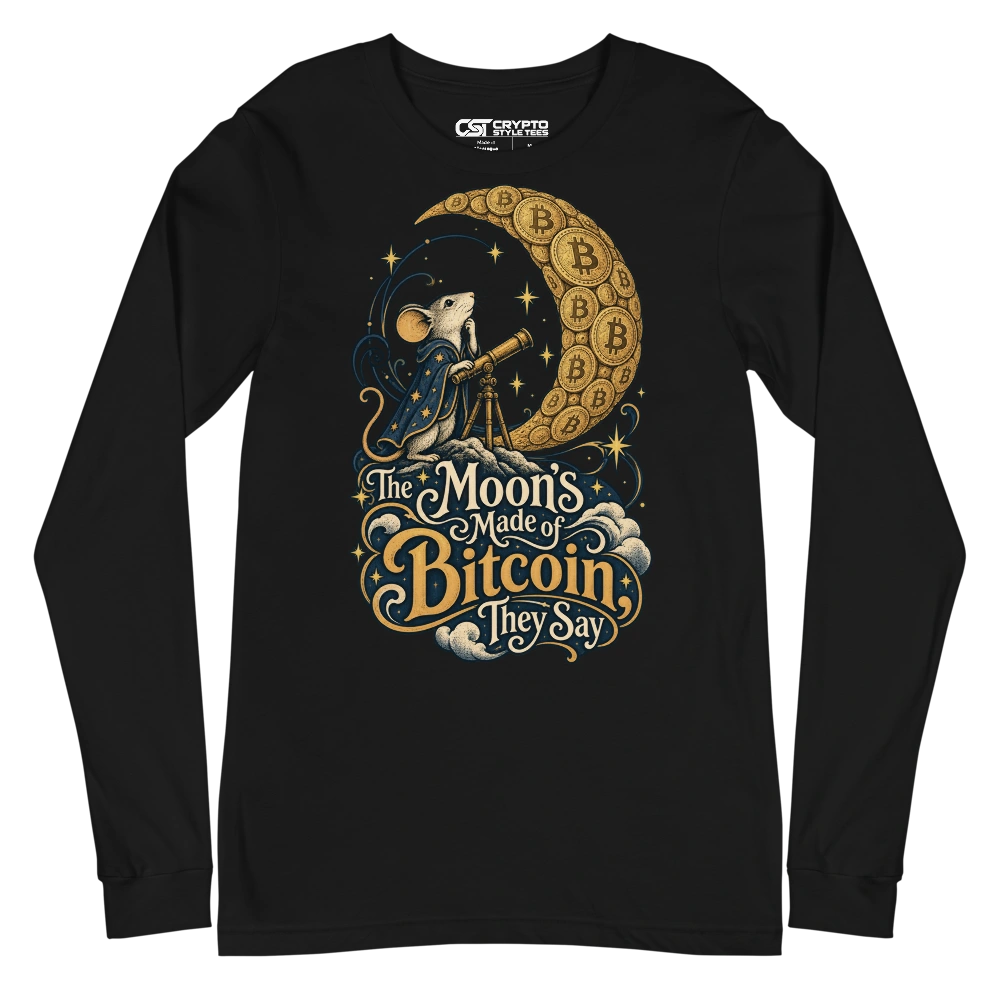 The Moon’s Made of Bitcoin, They Say Long Sleeve T-shirt in Black