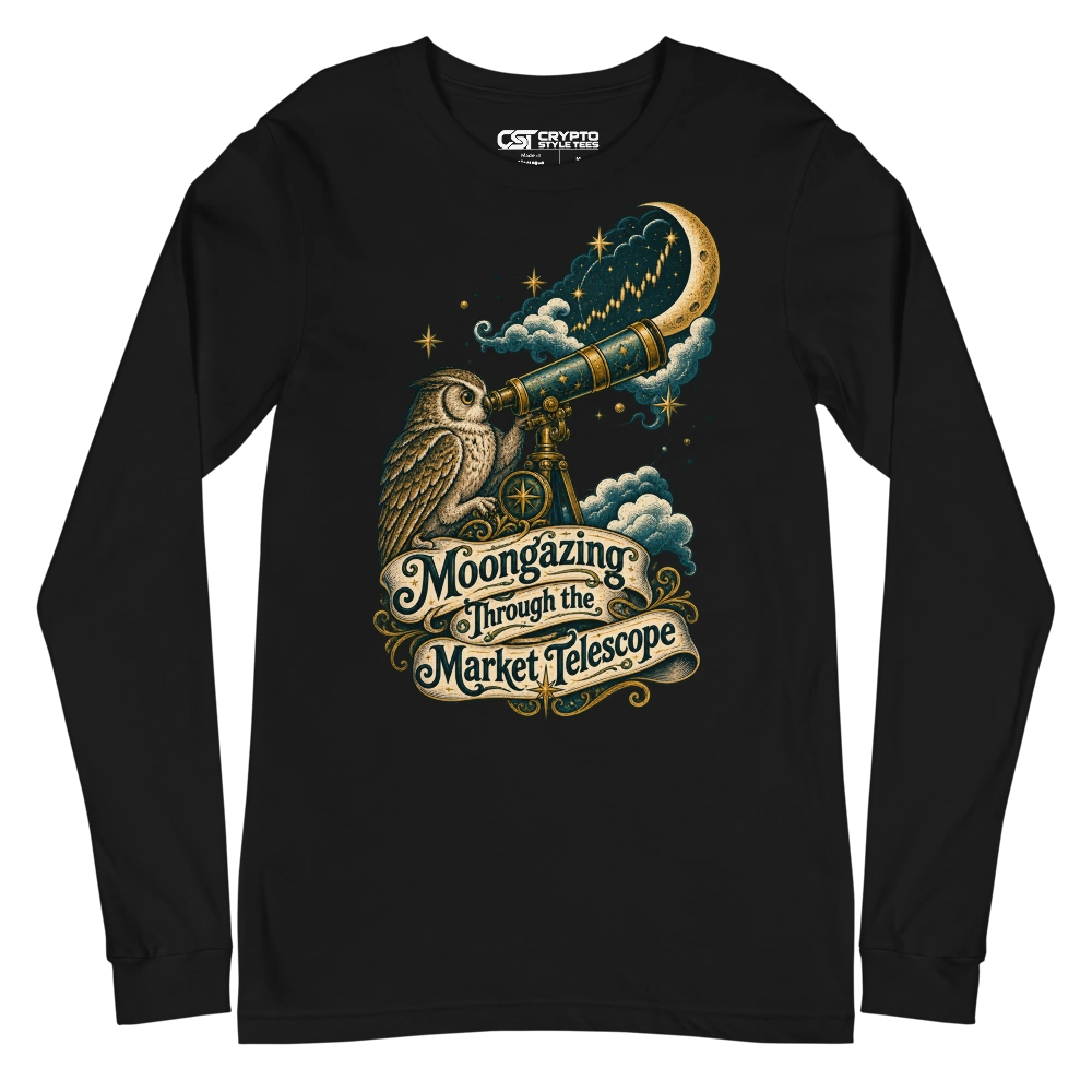Moongazing Through the Market Telescope Long Sleeve T-shirt in Black