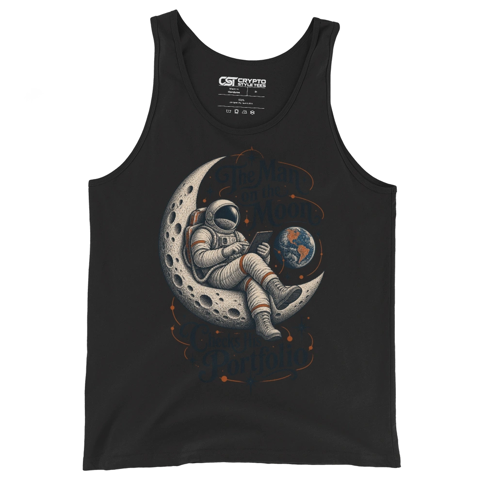 The Man on the Moon Checks His Portfolio Tank Top