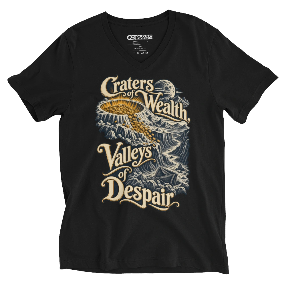 Craters of Wealth, Valleys of Despair V-neck T-shirt in Black