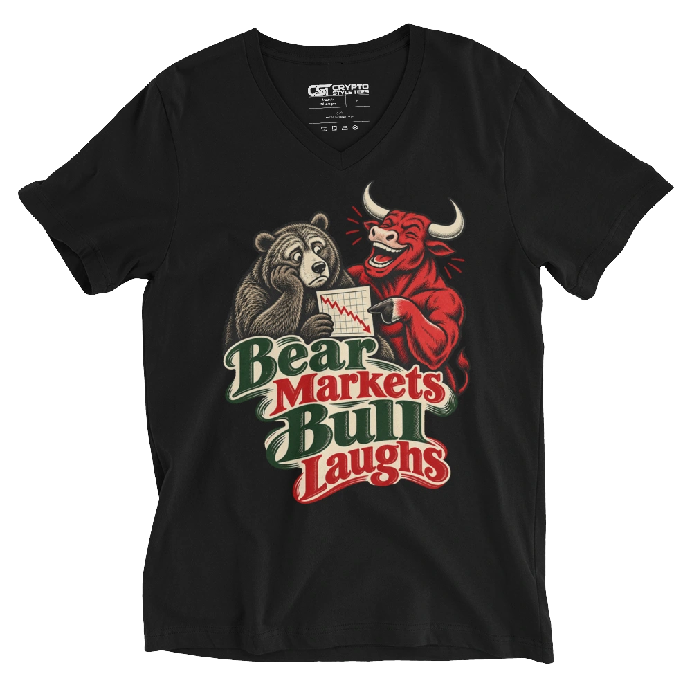 Bear Markets Bull Laughs V-neck T-shirt in Black