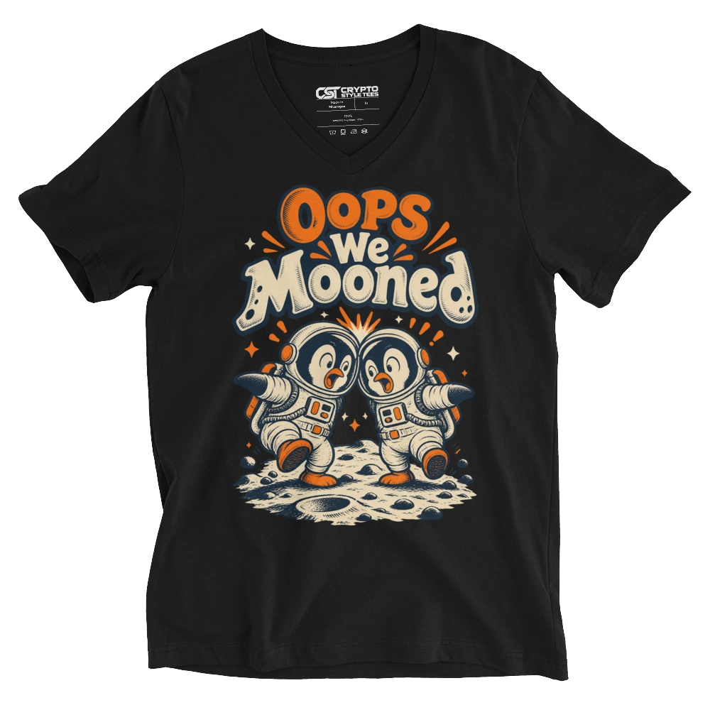 Oops We Mooned V-neck T-shirt in Black