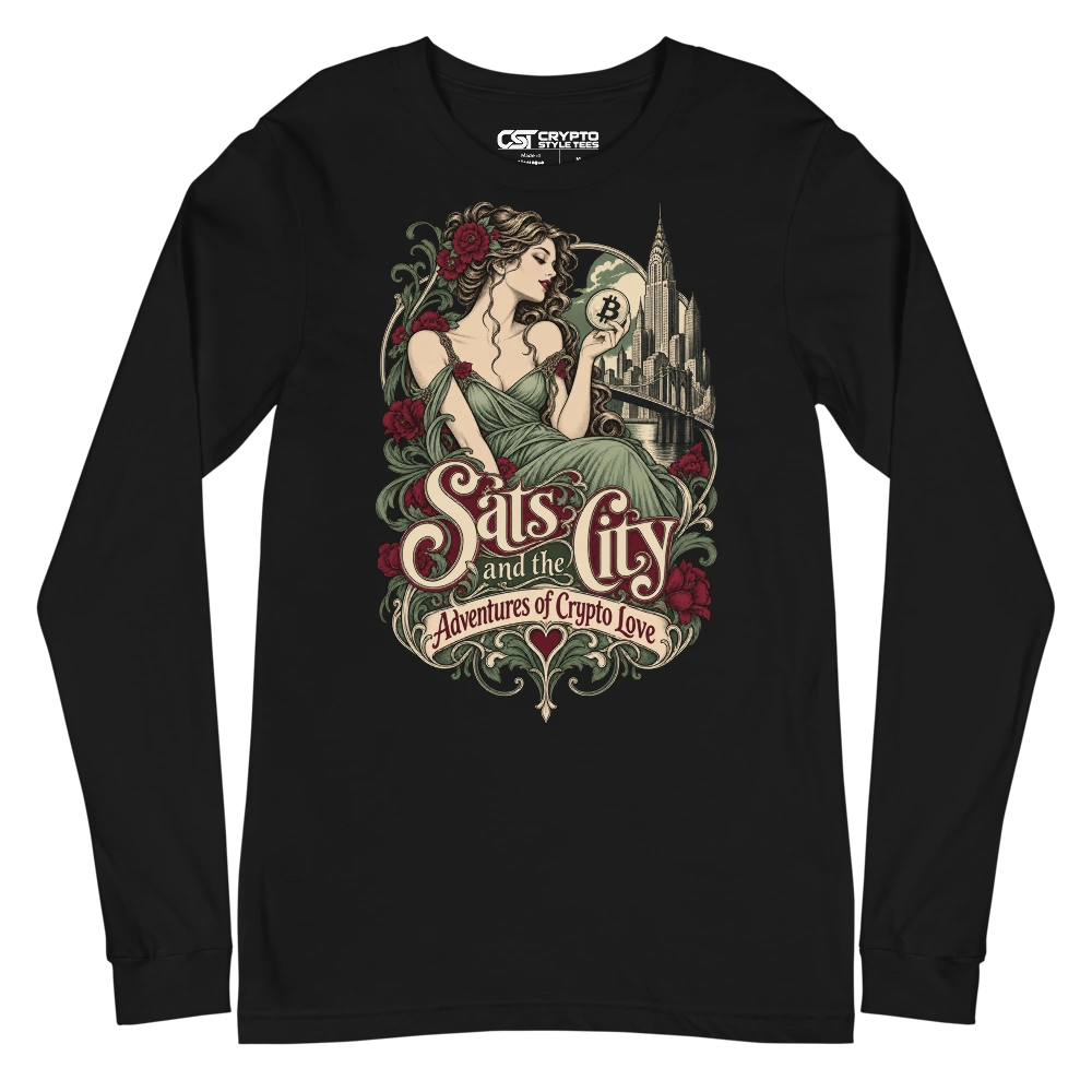 Sats and the City Adventures of Crypto Love Long Sleeve T-shirt in Black