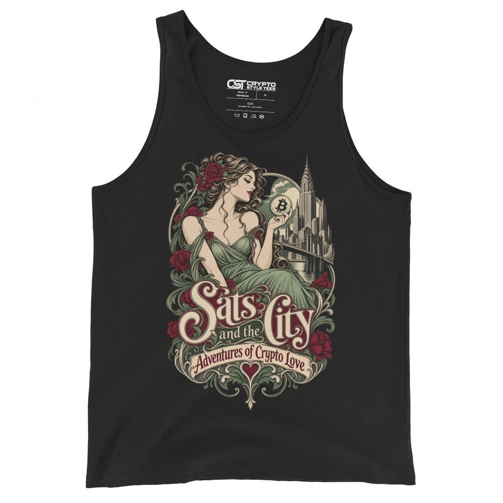 Sats and the City Adventures of Crypto Love Tank Top in Black