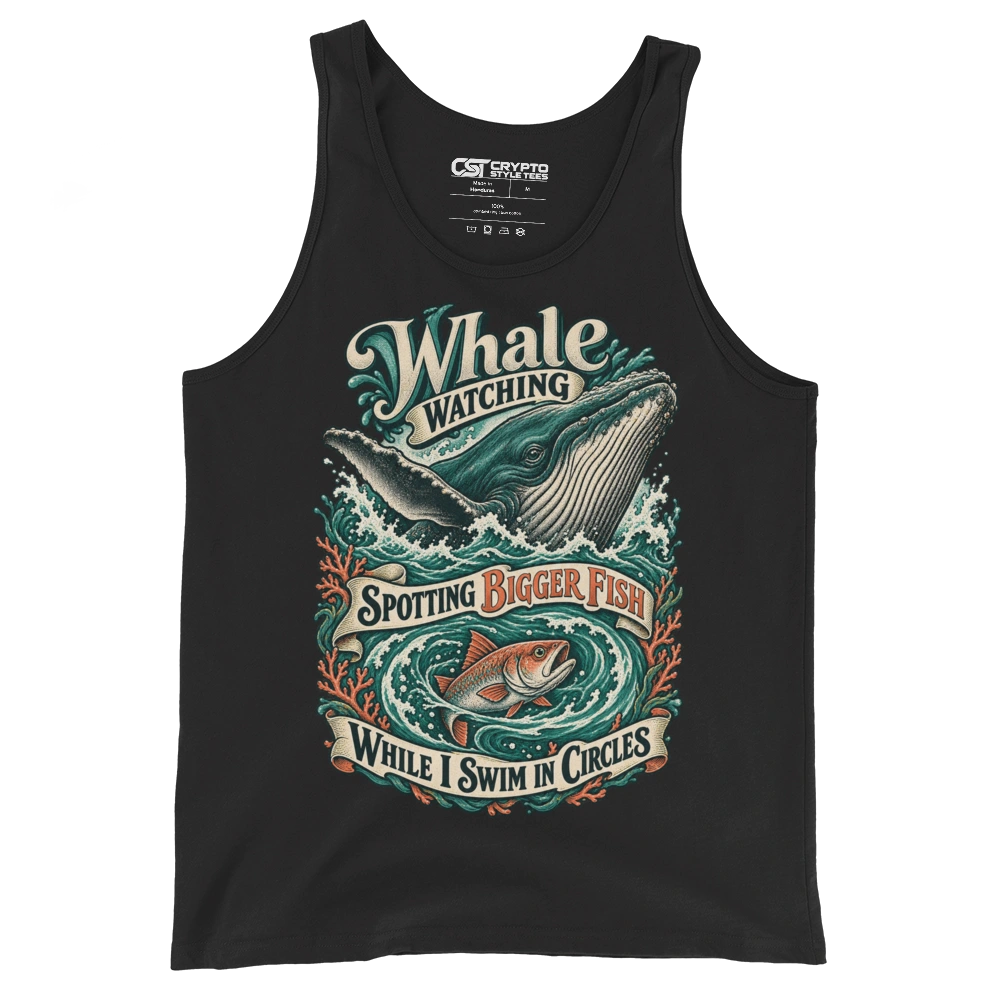 Whale Watching Spotting Bigger Fish While I Swim in Circles Tank Top in Black