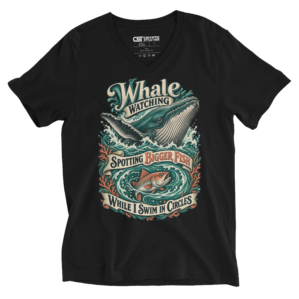 Whale Watching Spotting Bigger Fish While I Swim in Circles V-neck T-shirt in Black