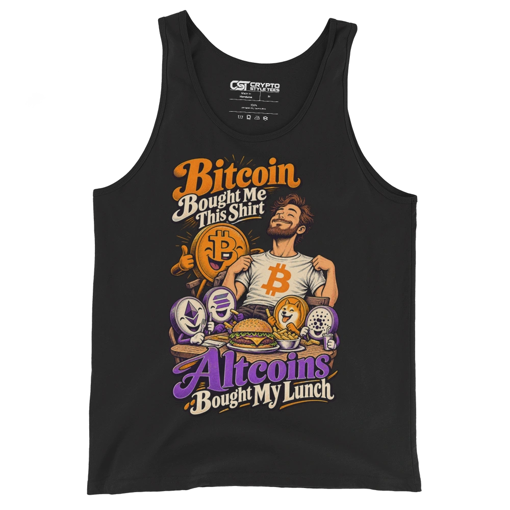 Bitcoin Bought Me This Shirt Altcoins Bought My Lunch Tank Top in Black