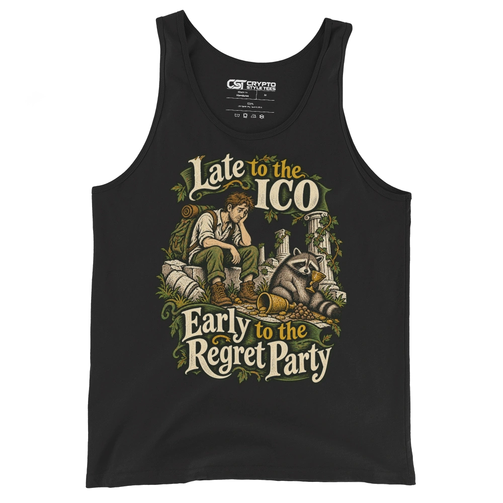 Late to the ICO Early to the Regret Party Tank Top in Black