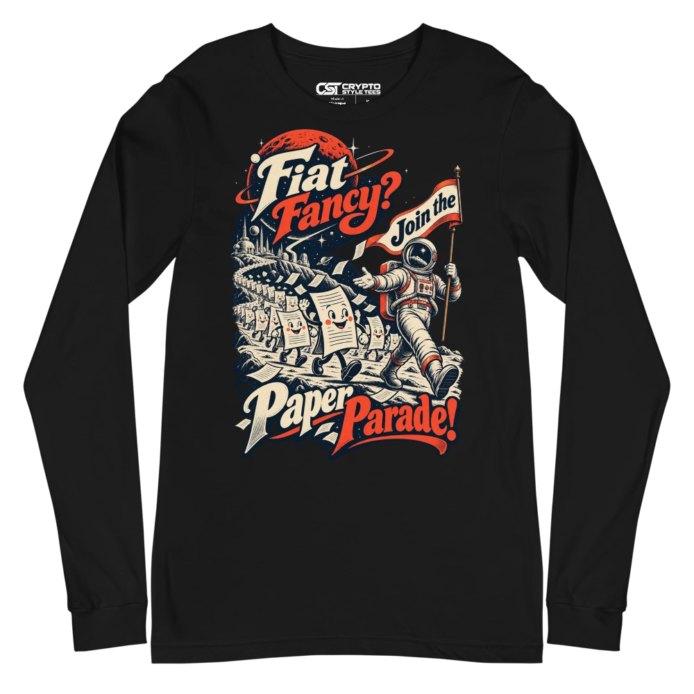 Fiat Fancy? Join the Paper Parade! Long Sleeve T-shirt in Black