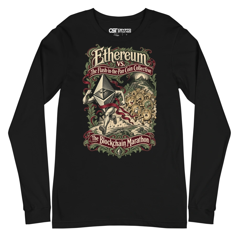 Ethereum vs. The Flash-in-the-Pan Coin Collective The Blockchain Marathon Long Sleeve T-shirt in Black