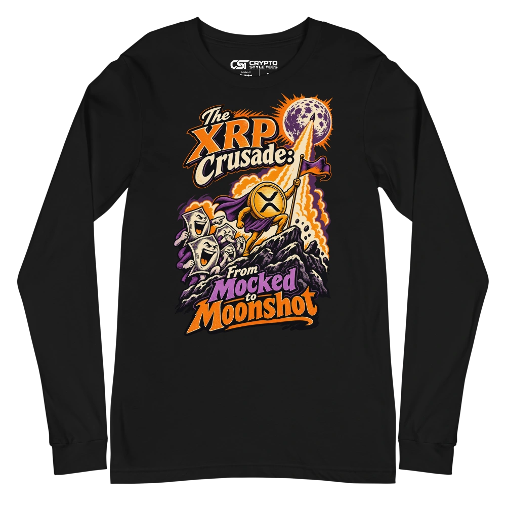 The XRP Crusade: From Mocked to Moonshot Long Sleeve T-shirt in Black