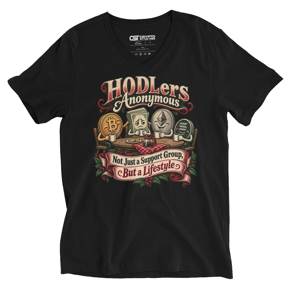 HODLers Anonymous Not Just a Support Group, But a Lifestyle V-neck T-shirt in Black