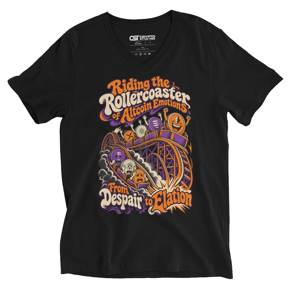 Riding the Rollercoaster of Altcoin Emotions From Despair to Elation V-neck T-shirt