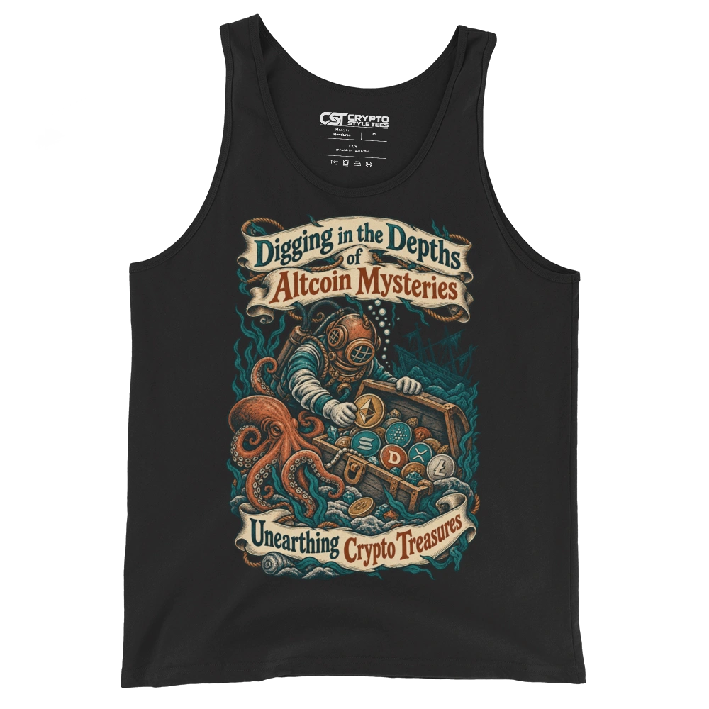Digging in the Depths of Altcoin Mysteries Unearthing Crypto Treasures Tank Top in Black