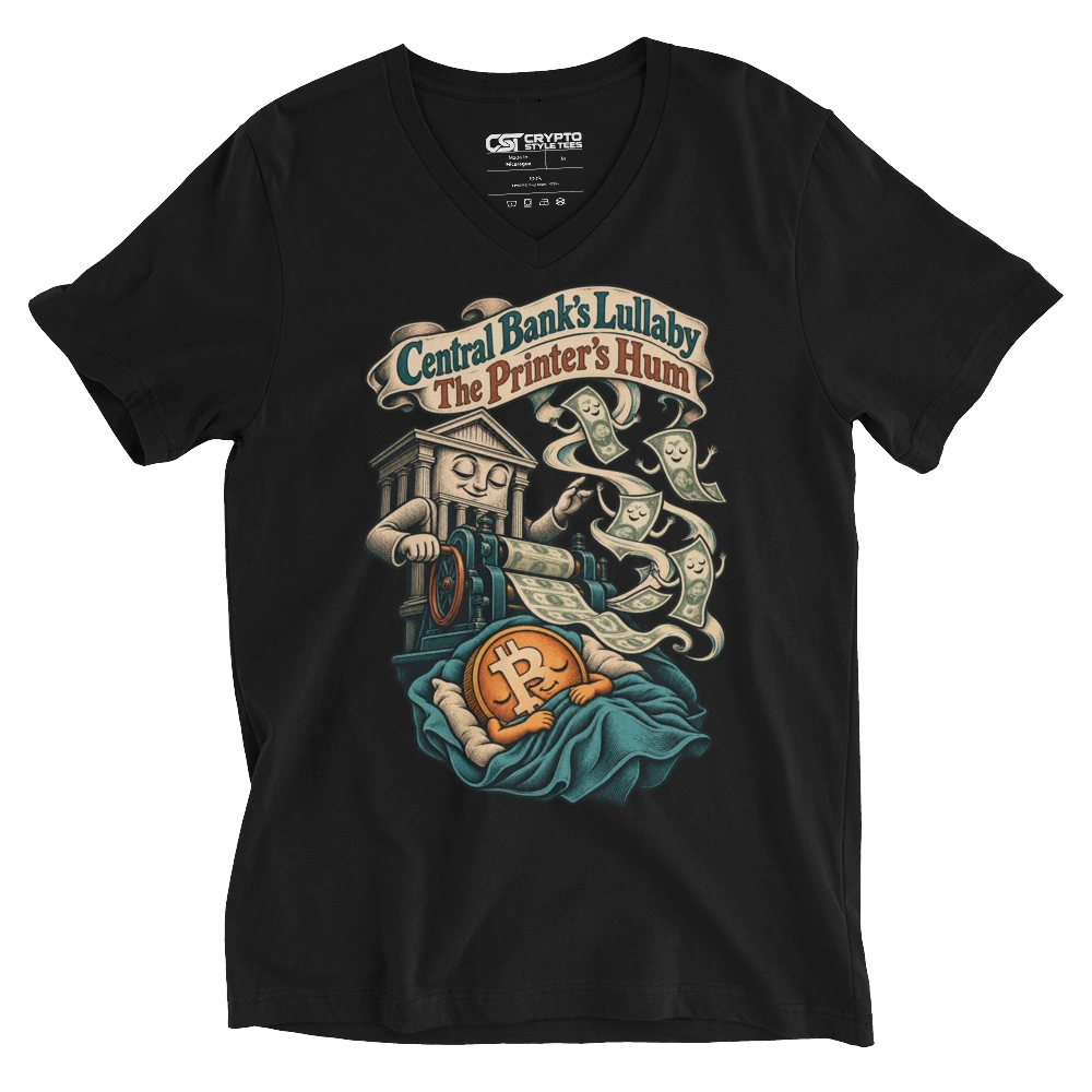 Central Bank’s Lullaby The Printer’s Hum V-neck T-shirt in Black