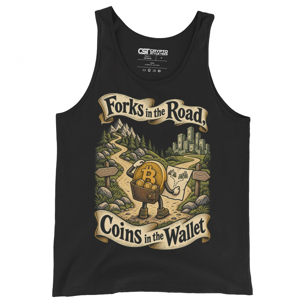 Forks in the Road, Coins in the Wallet Tank Top in Black