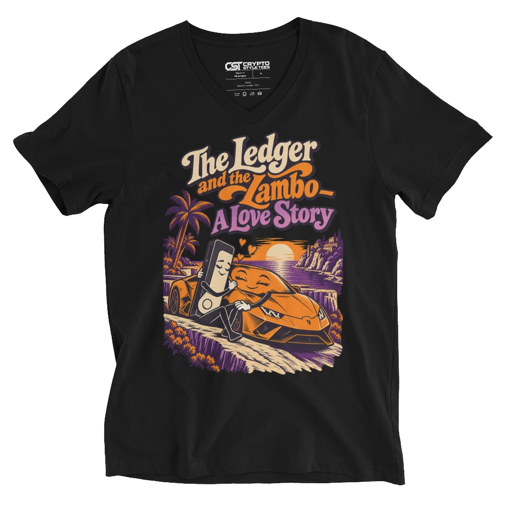 The Ledger and the Lambo – A Love Story V-neck T-shirt in Black