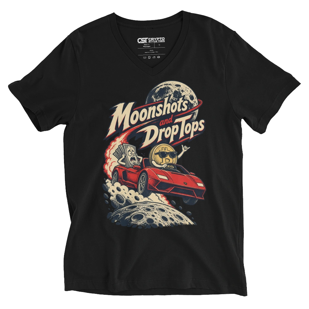 Moonshots and Drop Tops V-neck T-shirt in Black