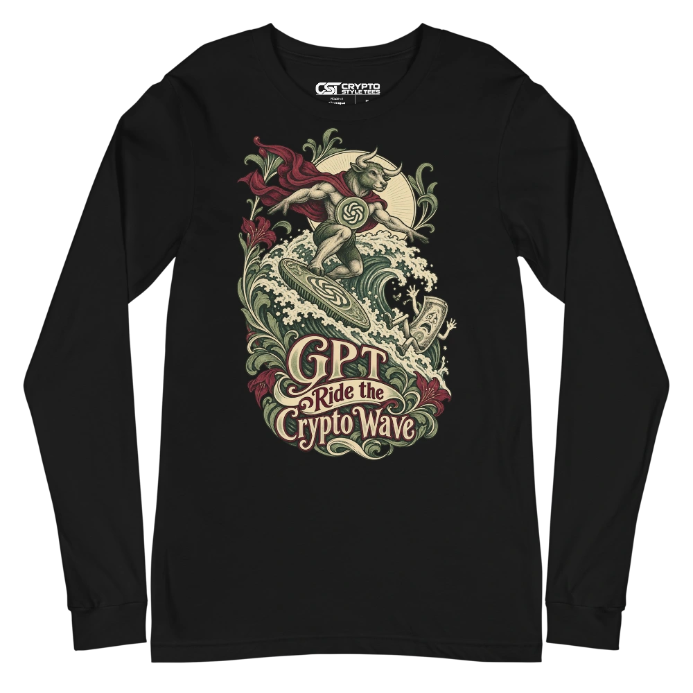 GPT Ride the Crypto Wave Long Sleeve T-shirt in Black