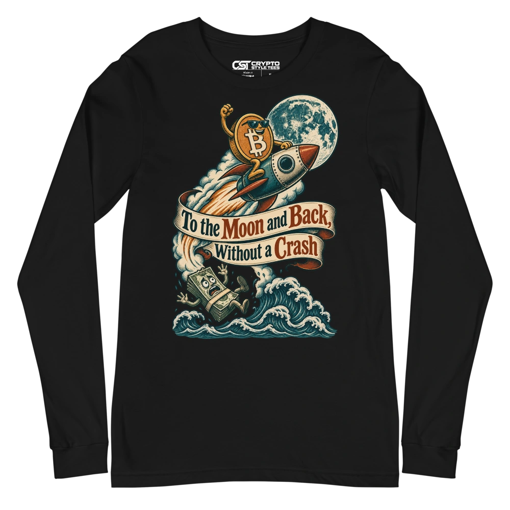 To the Moon and Back, Without a Crash Long Sleeve T-shirt in Black