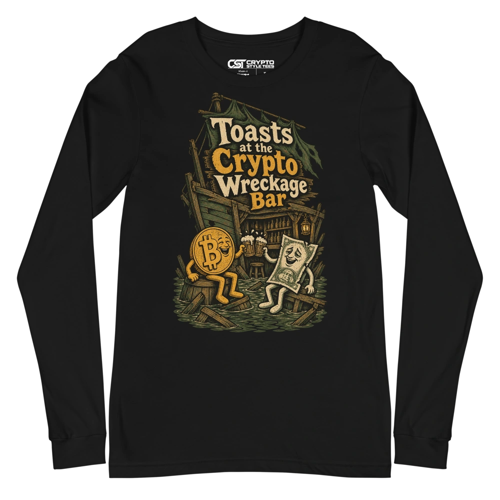 Toasts at the Crypto Wreckage Bar Long Sleeve T-shirt in Black