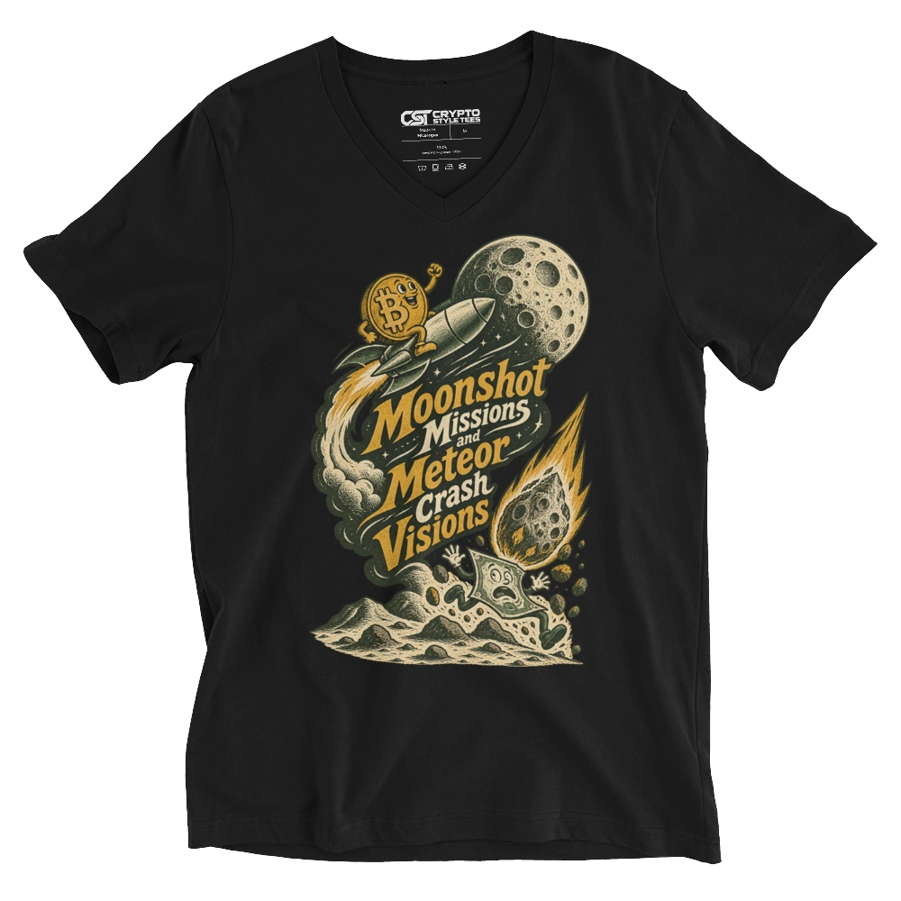 Moonshot Missions and Meteor Crash Visions V-neck T-shirt in Black