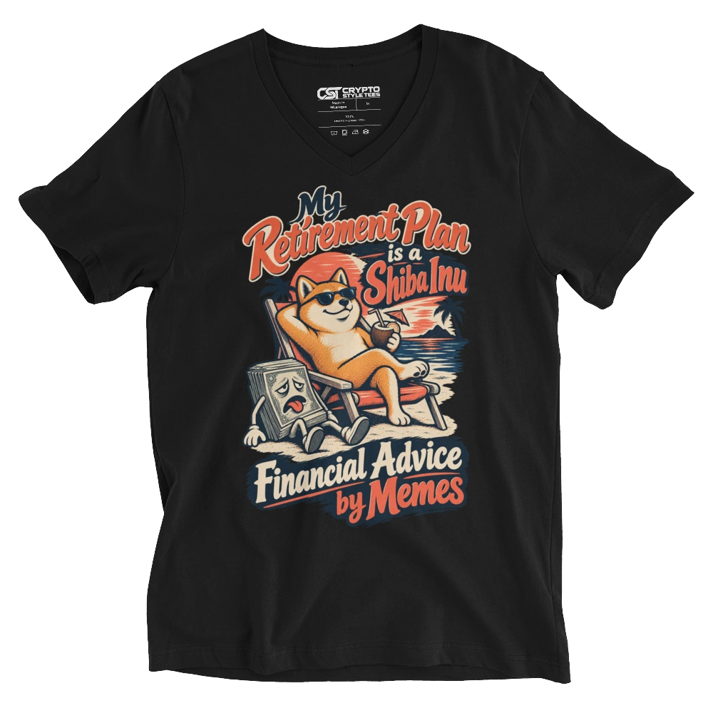 My Retirement Plan is a Shiba Inu – Financial Advice by Memes V-neck T-shirt in Black