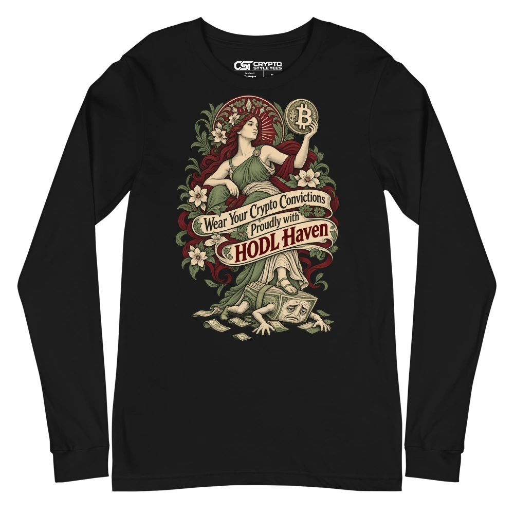 Wear Your Crypto Convictions Proudly with HODL Haven Long Sleeve T-shirt in Black