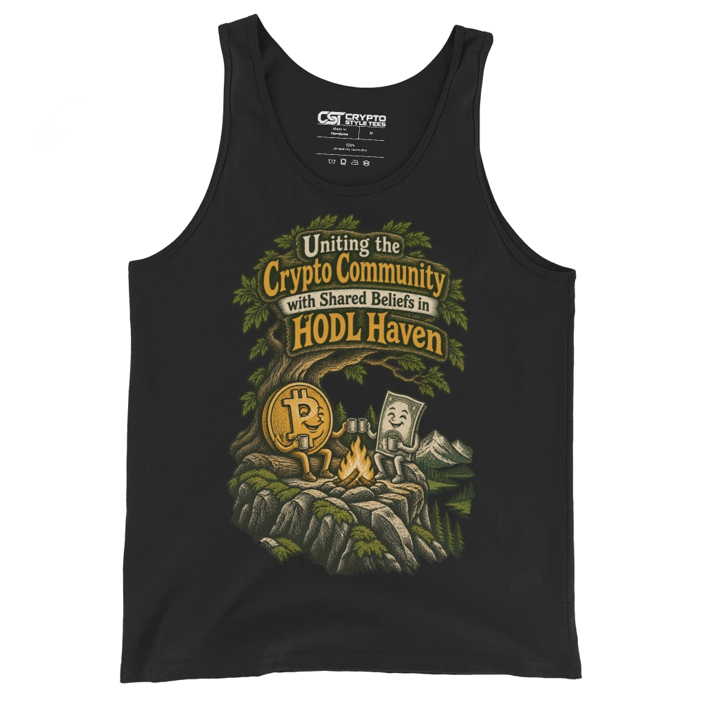 Uniting the Crypto Community with Shared Beliefs in HODL Haven Tank Top in Black